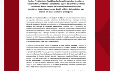 Carta do Fórum Nacional de Assessorias Técnicas